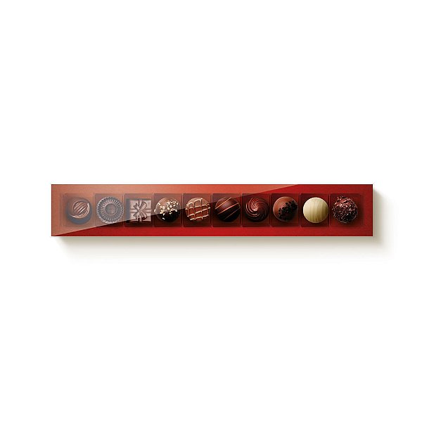 Caixa Retangular com Tampa Pvc para 10 Docinhos Vermelho 39x6x4 - 10 Un