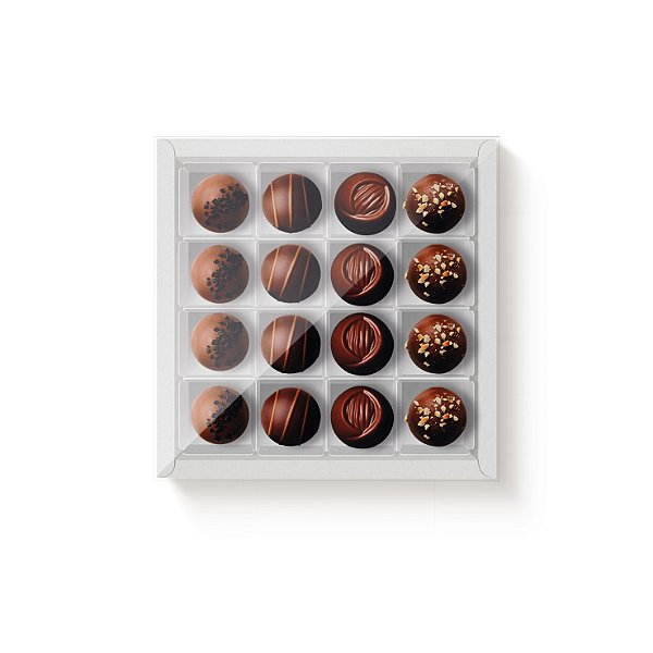 Caixa Quadrada com Tampa Pvc para 16 Docinhos Bco 16,8x16,8x4 - 10 Un