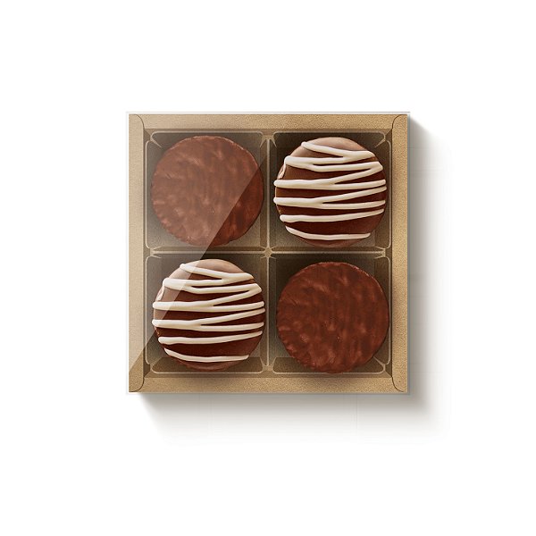 Caixa Para 4 Pão de Mel Kraft 16,5x16,5x4cm - 10 Un