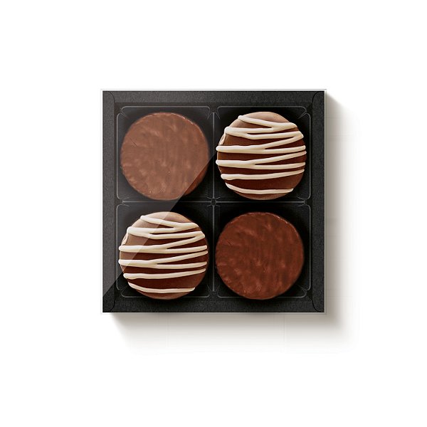 Caixa Para 4 Pão de Mel Preto 16,5x16,5x4cm - 10 Un