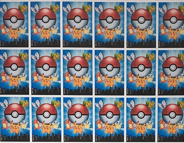 Festa Pokémon - Adesivo Decorativo Quadrado- 18 Un