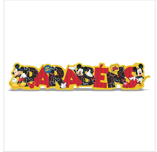 Decoração para Festa Enfeite Impresso Parabéns Mickey - 1 Un
