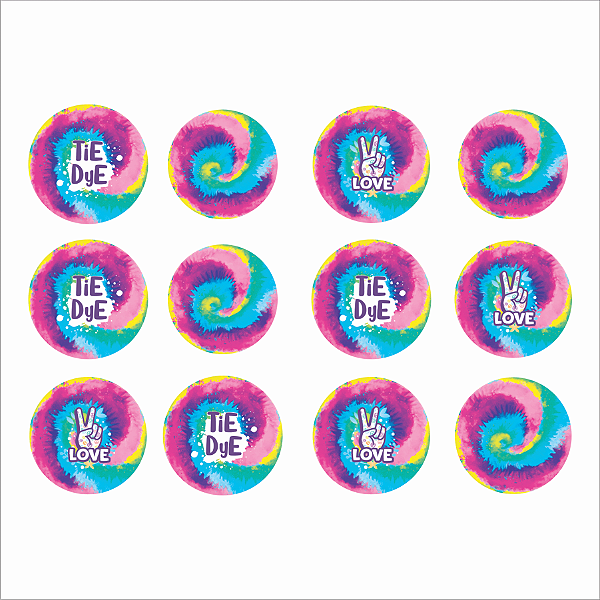 Aplique Impresso para Decoração Festa Tie Dye - 12 Un