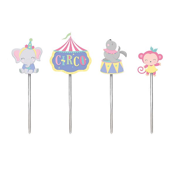 Pick Decorativo Circo Rosa Sortido - 12 Un
