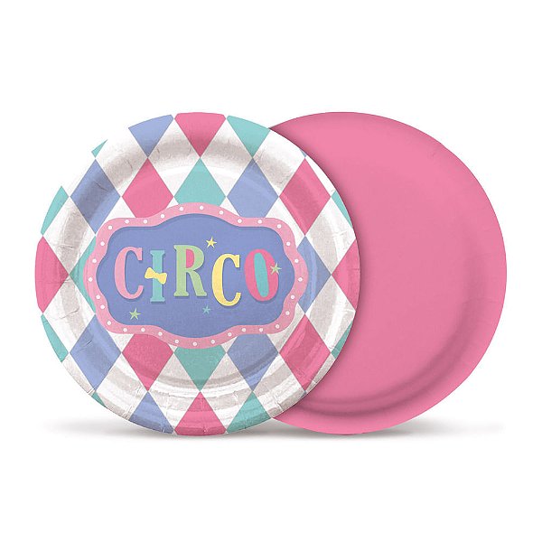 Prato Redondo Circo Rosa 18 cm - 8 Un
