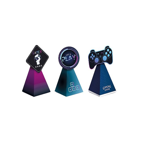 Caixa Cone Aplique Gamer Sortido 6,5x6,5x12,5 - 8 Un