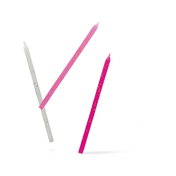 Velas Palito 12,5 cm Composê Glitter Rosa - 12 Un