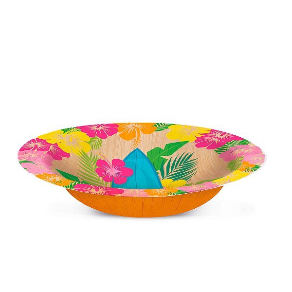 Prato Petisqueira Laminado Festa Havaiana 18cm - 8 Un