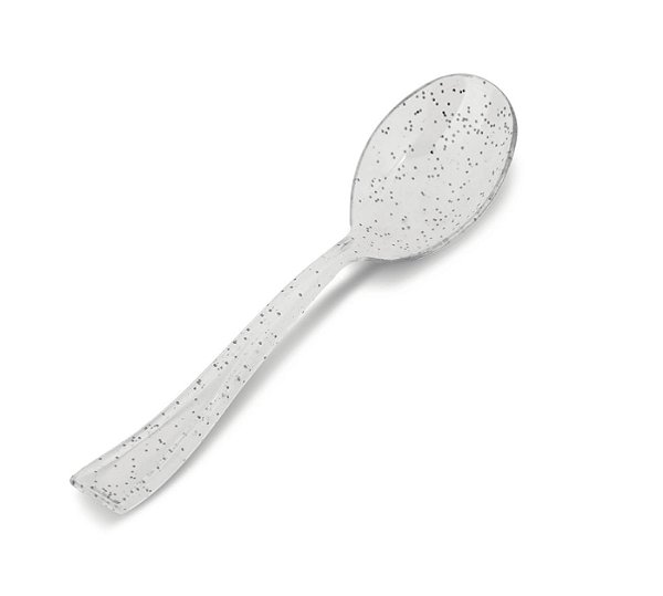 Mini Colher Perolada Prateada - 30 Un