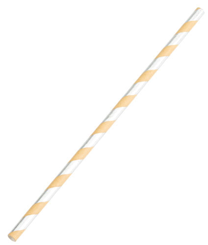 Canudo Papel Listrado Kraft com Prateado - 15 Un
