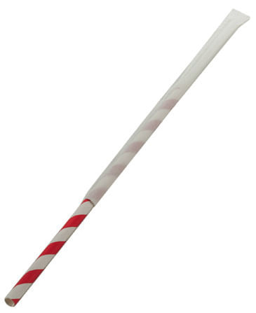 Canudo de Papel Embalado Vermelho com Branco - 100 Un