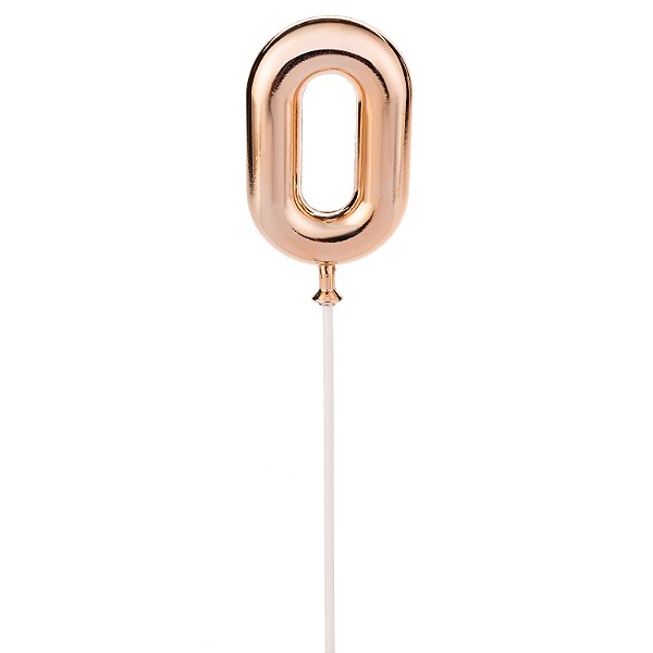 Topo de Bolo Rosê Gold Número 0