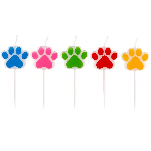 Vela Pet Patinhas Coloridas - 5 Un