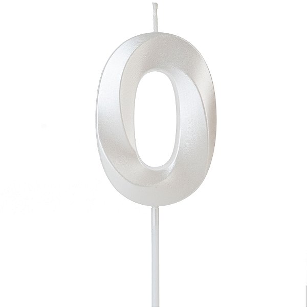 Vela Design Branco Perolizada Número 0