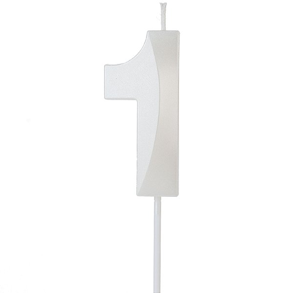 Vela Design Branco Perolizada Número 1