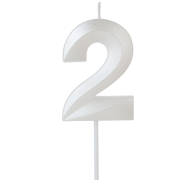 Vela Design Branco Perolizada Número 2
