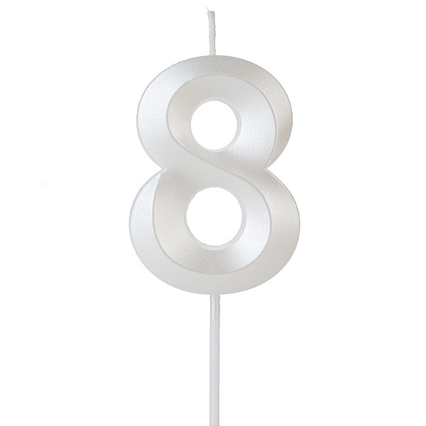 Vela Design Branco Perolizada Número 8