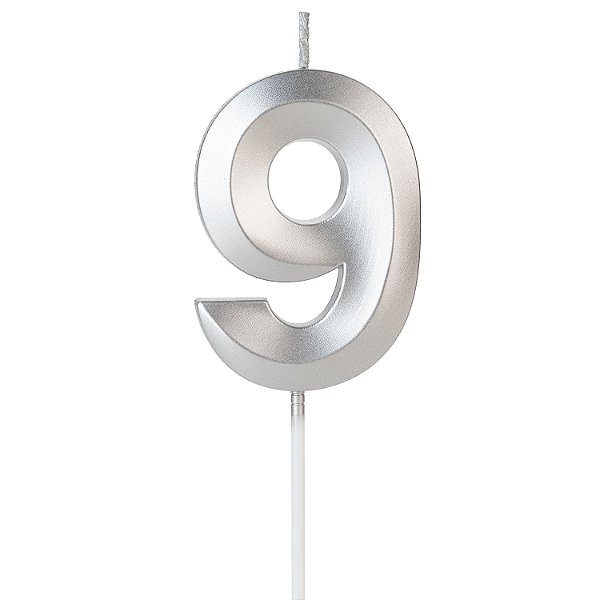 Vela Design Prata Número 9