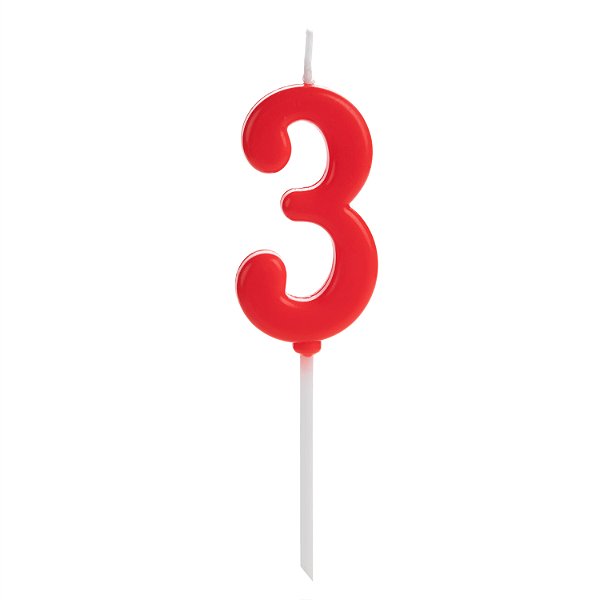 Vela Pick Vermelho Número 3