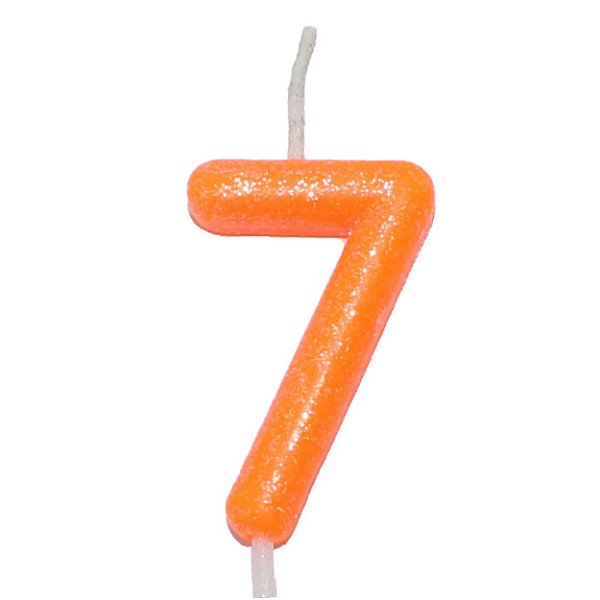 Vela Laranja Neon Número 7