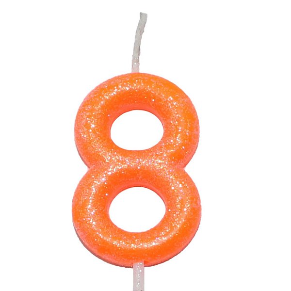 Vela Laranja Neon Número 8
