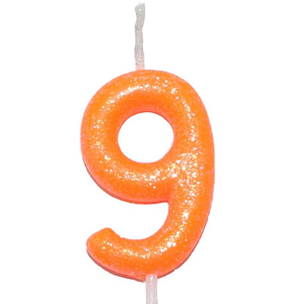 Vela Laranja Neon Número 9