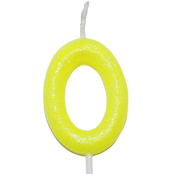 Vela Amarelo Neon Número 0
