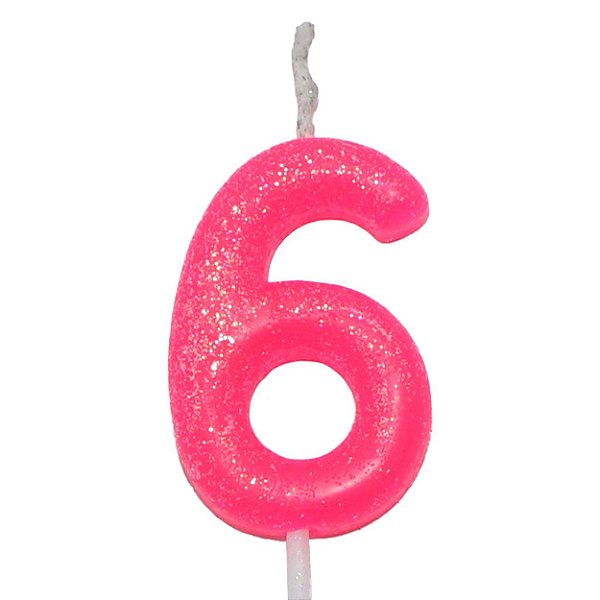 Vela Rosa Neon Número 6