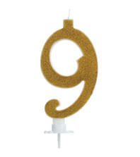 Vela Grande Glitter Dourada Número 9