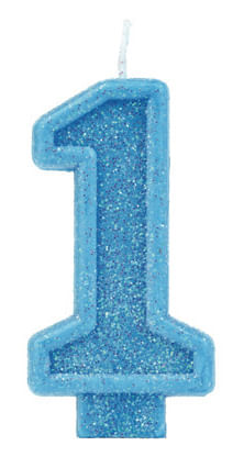 Vela Glitter Basic Azul Número 1