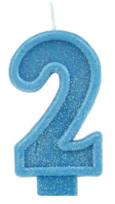 Vela Glitter Basic Azul Número 2