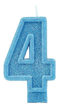 Vela Glitter Basic Azul Número 4