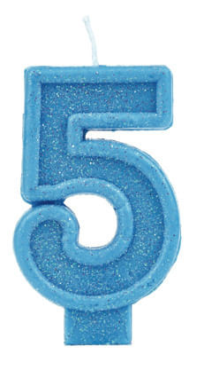 Vela Glitter Basic Azul Número 5