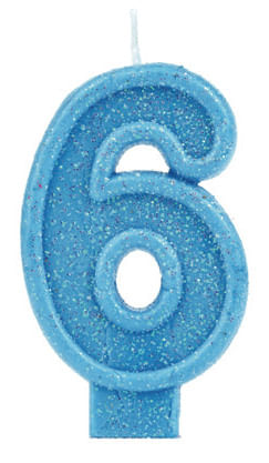 Vela Glitter Basic Azul Número 6