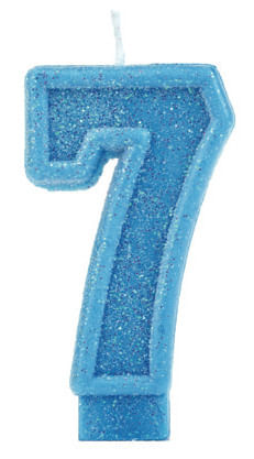 Vela Glitter Basic Azul Número 7