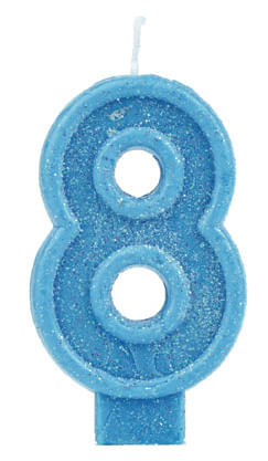 Vela Glitter Basic Azul Número 8