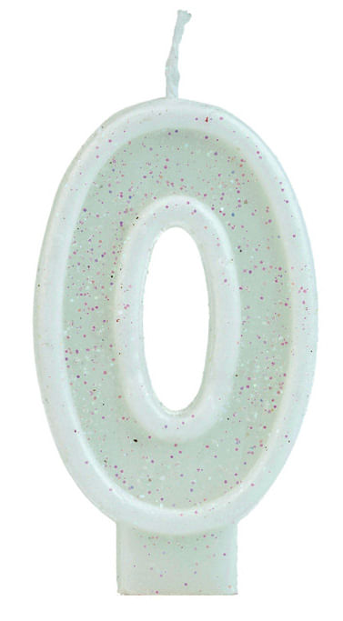 Vela Glitter Basic Branca Número 0