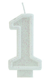 Vela Glitter Basic Branca Número 1