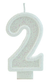 Vela Glitter Basic Branca Número 2