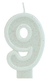 Vela Glitter Basic Branca Número 9