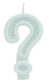 Vela Glitter Basic Branca Interrogação