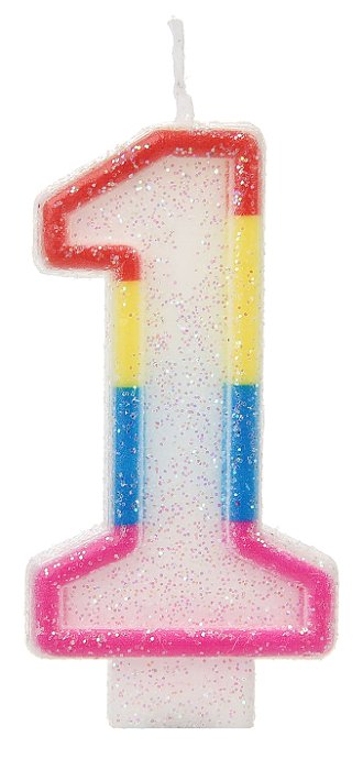 Vela Glitter Basic Colorida Número 1
