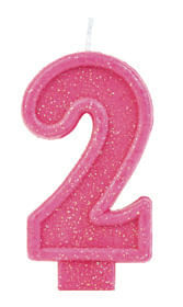 Vela Glitter Basic Rosa Número 2