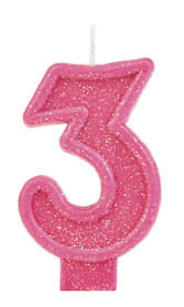Vela Glitter Basic Rosa Número 3