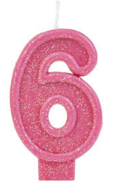 Vela Glitter Basic Rosa Número 6