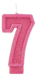Vela Glitter Basic Rosa Número 7