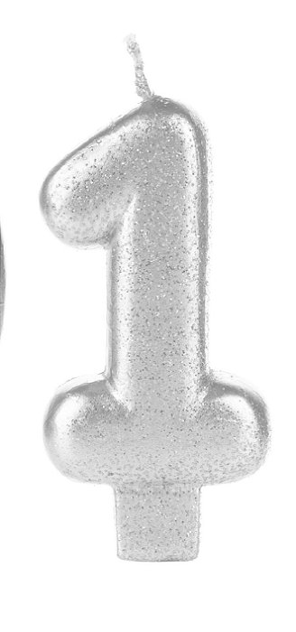 Vela Branca Glitter Número 1
