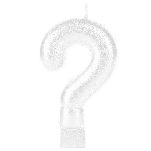 Vela Branca Glitter Interrogação