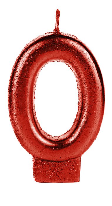 Vela Vermelha Glitter Número 0