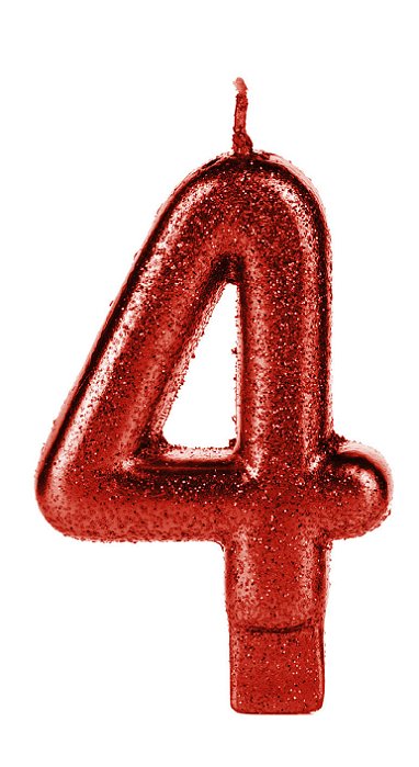 Vela Vermelha Glitter Número 4